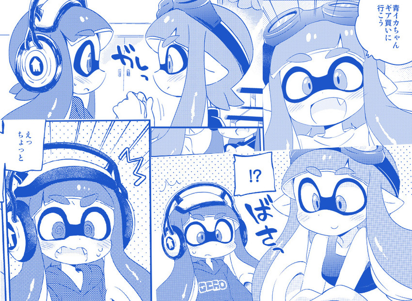 inkling player character and inkling girl (splatoon and 1 more) drawn by eromame