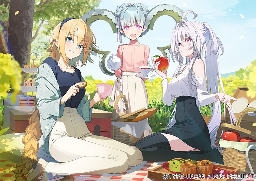 jeanne d'arc, tiamat, larva tiamat, and merlin (fate and 1 more) drawn by akinashi_yuu