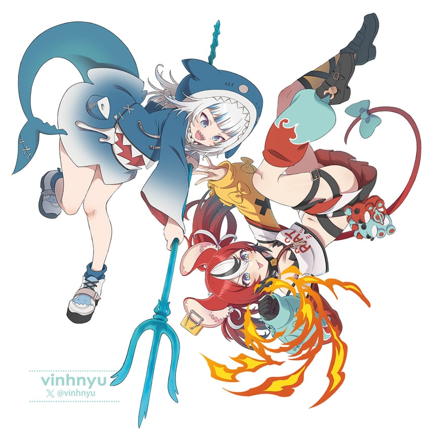 gawr gura and hakos baelz (hololive and 1 more) drawn by vinhnyu