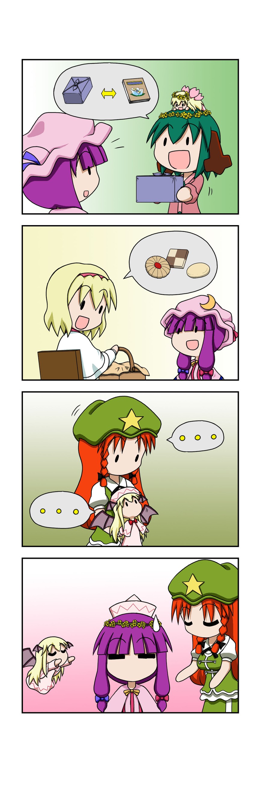 alice margatroid, patchouli knowledge, hong meiling, koakuma, kasodani kyouko, and 1 more (touhou) drawn by rakugaki-biyori