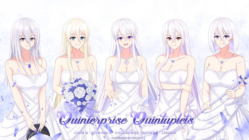 enterprise, bismarck, tirpitz, and sovetskaya rossiya (azur lane and 1 more) drawn by ichi10art