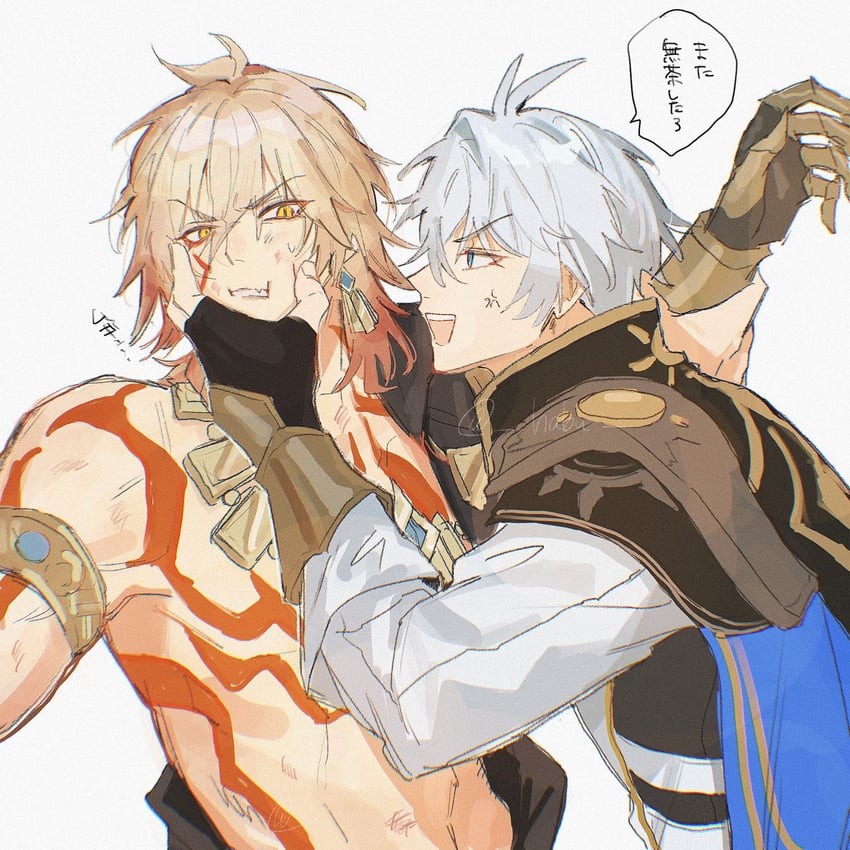 phainon and mydei (honkai and 1 more) drawn by habu_(oyoyoyo_0000)