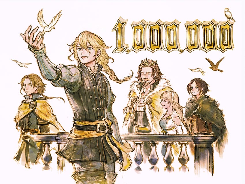 roland glenbrook, hughette bucklar, cordelia glenbrook, regna glenbrook, and frani glenbrook (triangle strategy) drawn by ikusy