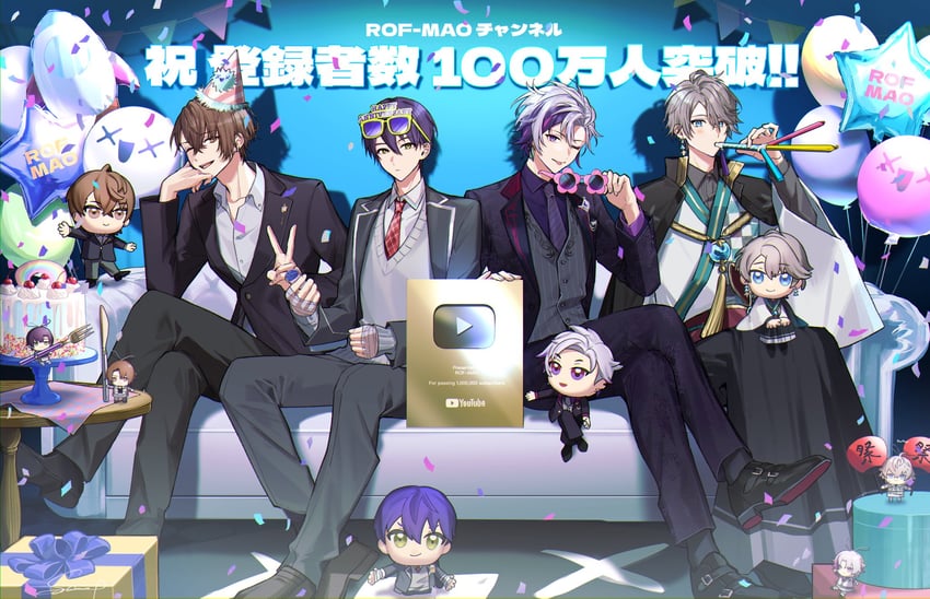 kenmochi touya, fuwa minato, kagami hayato, and kaida haru (nijisanji) drawn by saw_(dtn_error)
