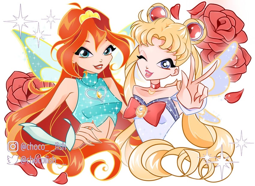 tsukino usagi, sailor moon, and bloom (bishoujo senshi sailor moon and 1 more) drawn by chocofish