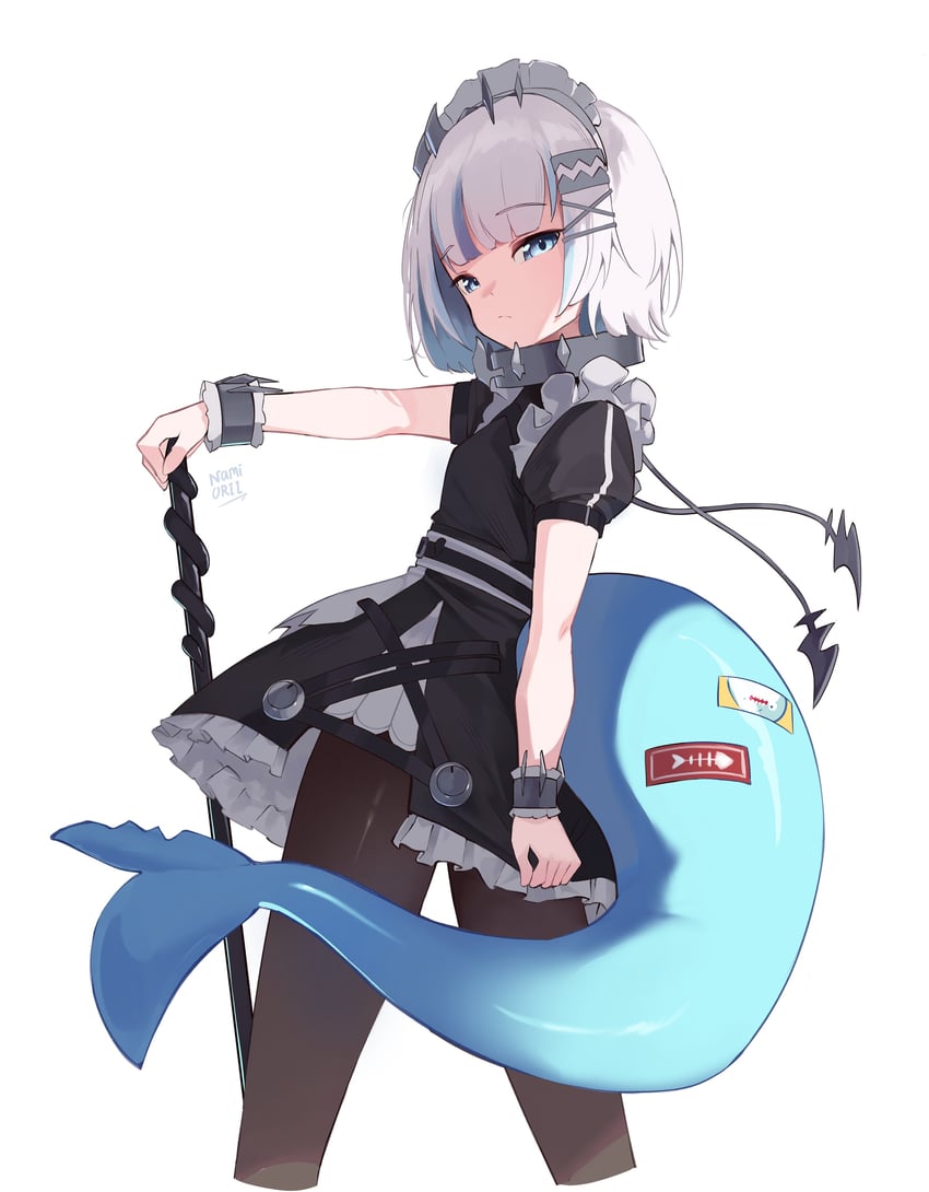 gawr gura and ellen joe (hololive and 2 more) drawn by namiorii