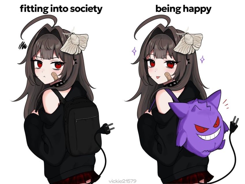 gengar and vickie (original and 1 more) drawn by vickie_(cryingrobot)