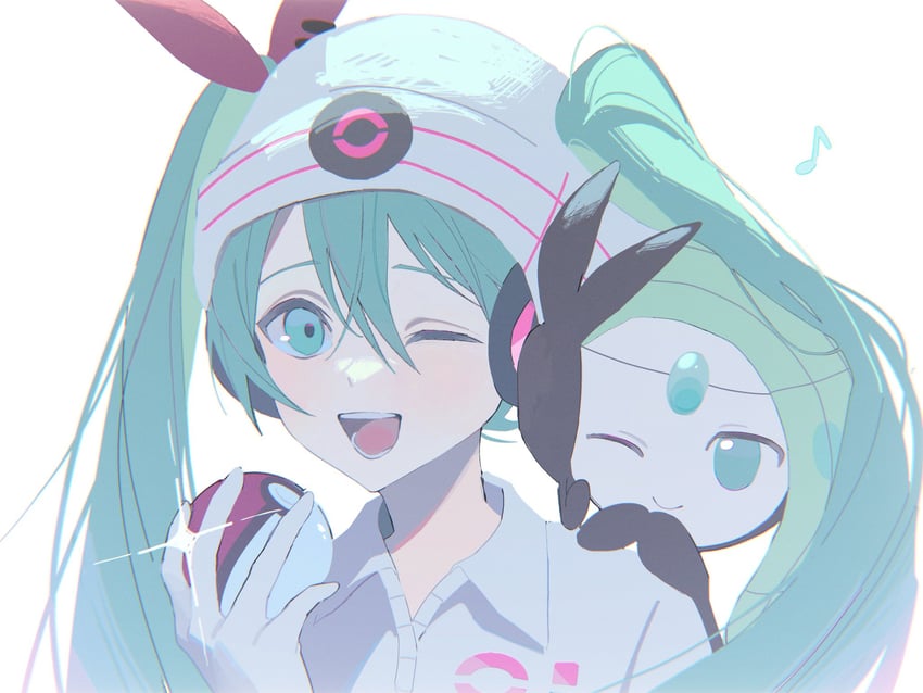 hatsune miku, meloetta, and psychic miku (pokemon and 2 more) drawn by wm_q