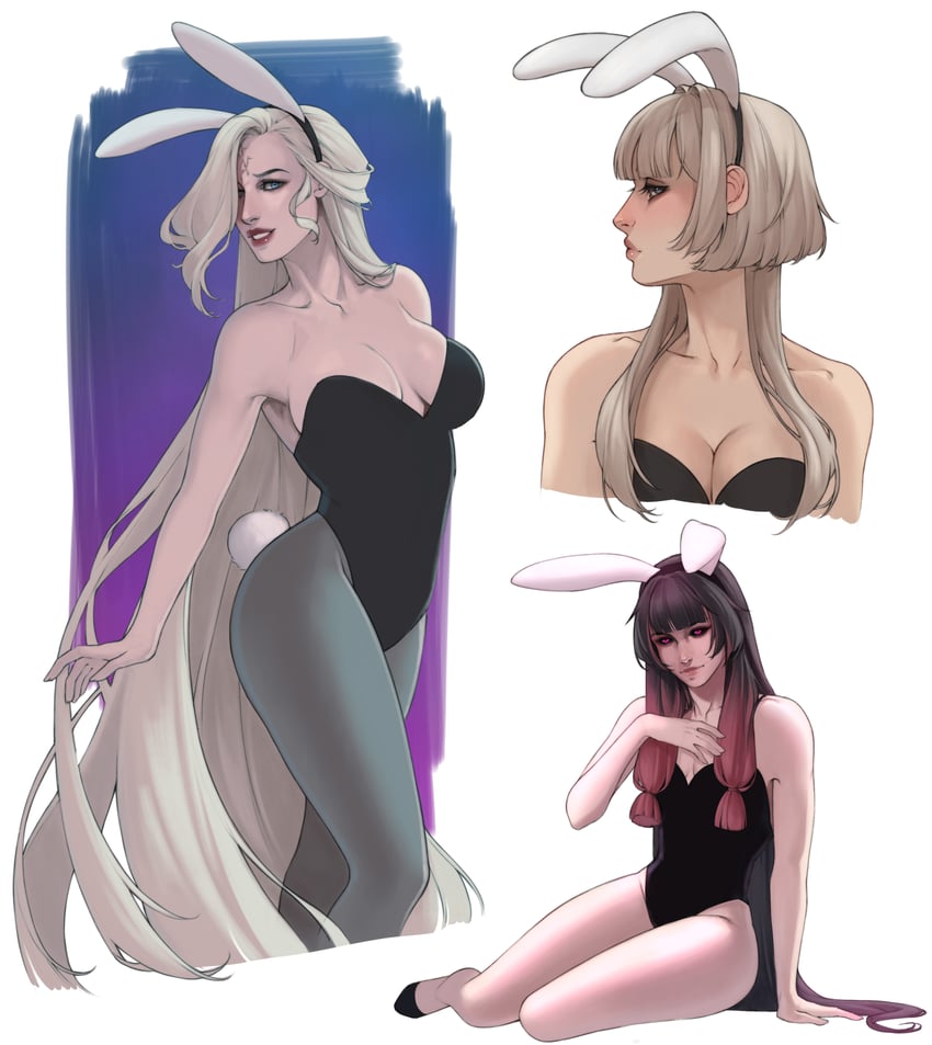 columbina, signora, and sandrone (genshin impact) drawn by annasassiart
