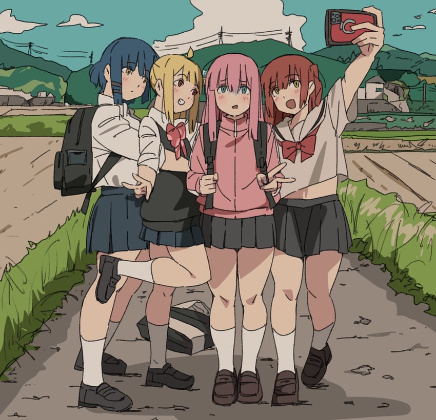 gotoh hitori, kita ikuyo, ijichi nijika, and yamada ryo (bocchi the rock!) drawn by perutore