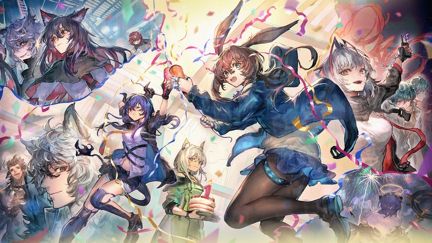 amiya, texas, lappland, kal'tsit, exusiai, and 7 more (arknights) drawn by nijimaarc