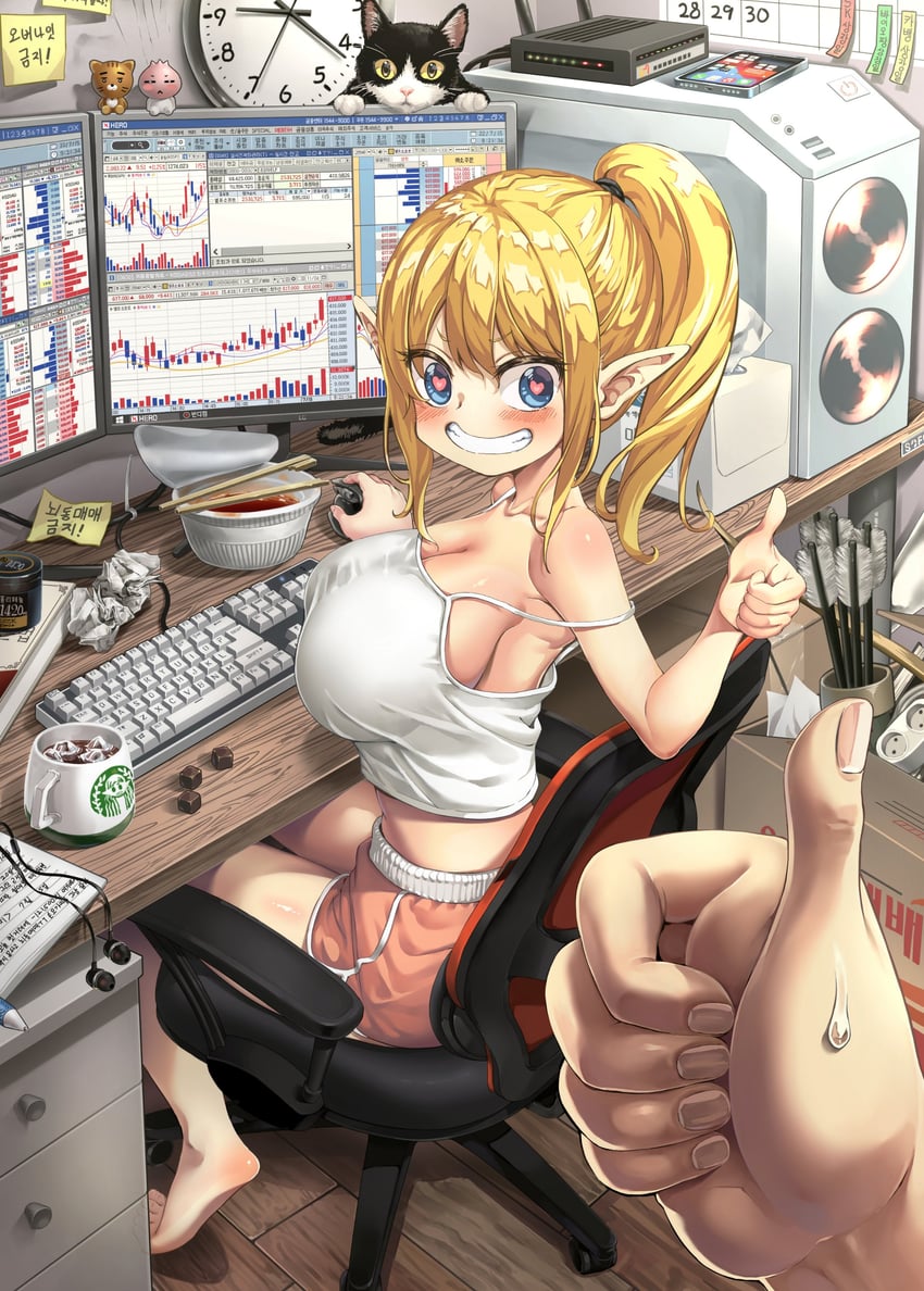 stock trading elf (original and 2 more) drawn by miyu_(miyu_heuung)