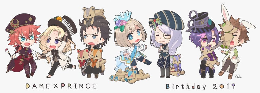 mare selen el phiriazar, narek ischl de milidonia, vino von lomzard, ruze selen el phiriazar, chrom rem, and 2 more (dame x prince) drawn by ruei_(chicking)