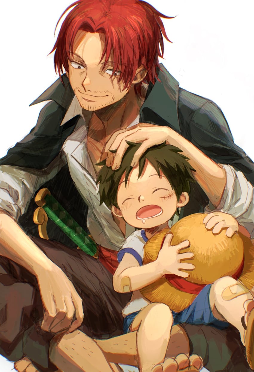 monkey d. luffy and shanks (one piece) drawn by oekakiboya