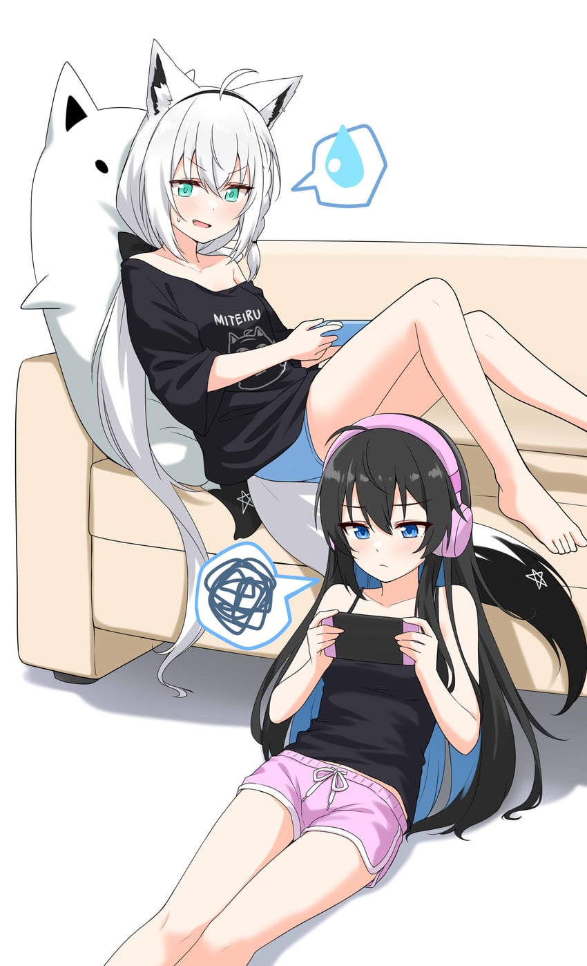 shirakami fubuki and bellezza felutia (original and 1 more) drawn by felutiahime