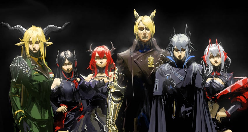 surtr, w, degenbrecher, mlynar, ines, and 2 more (arknights) drawn by shenyuan_ren