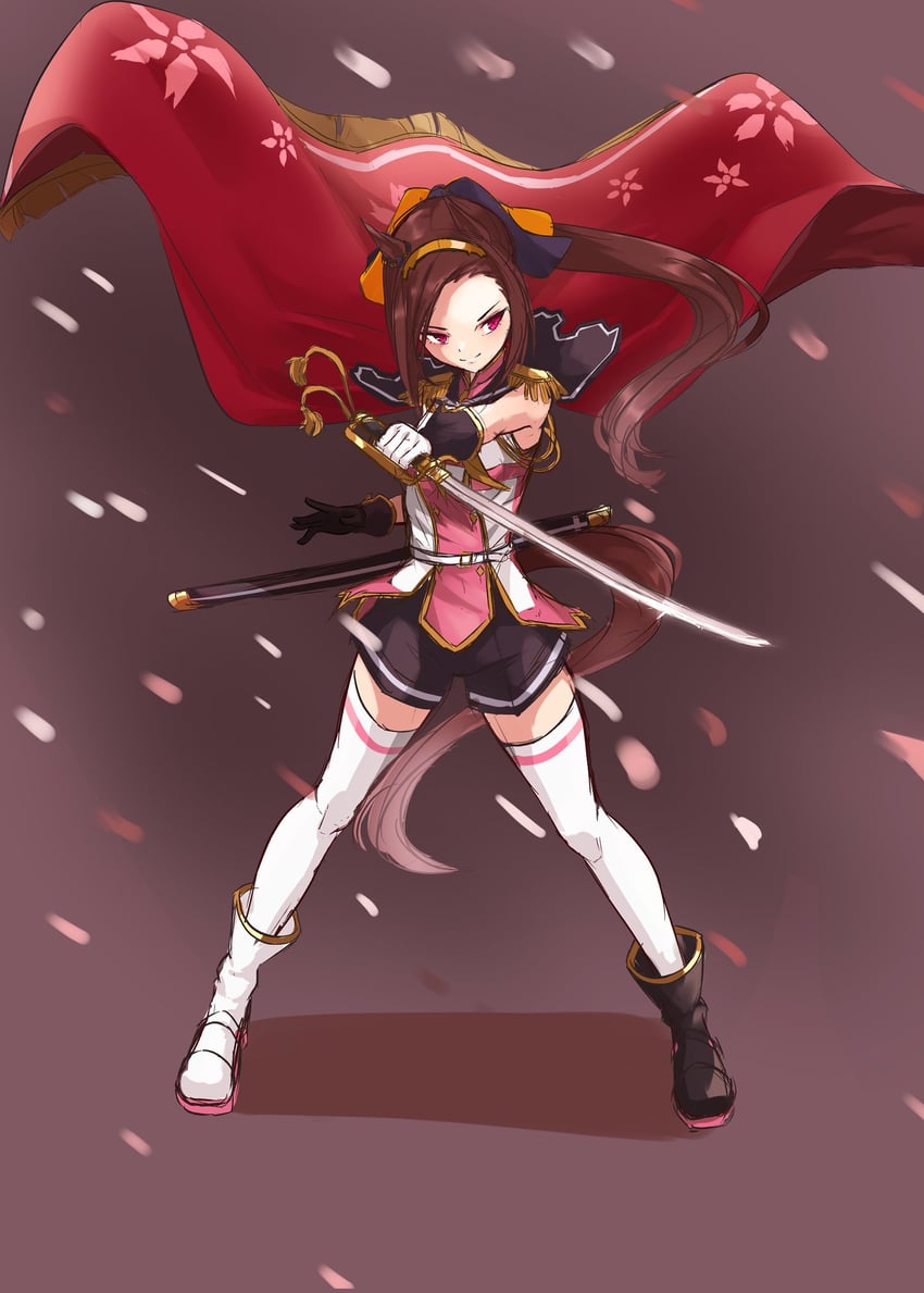 sakura bakushin o (umamusume and 1 more) drawn by komoro_paint777
