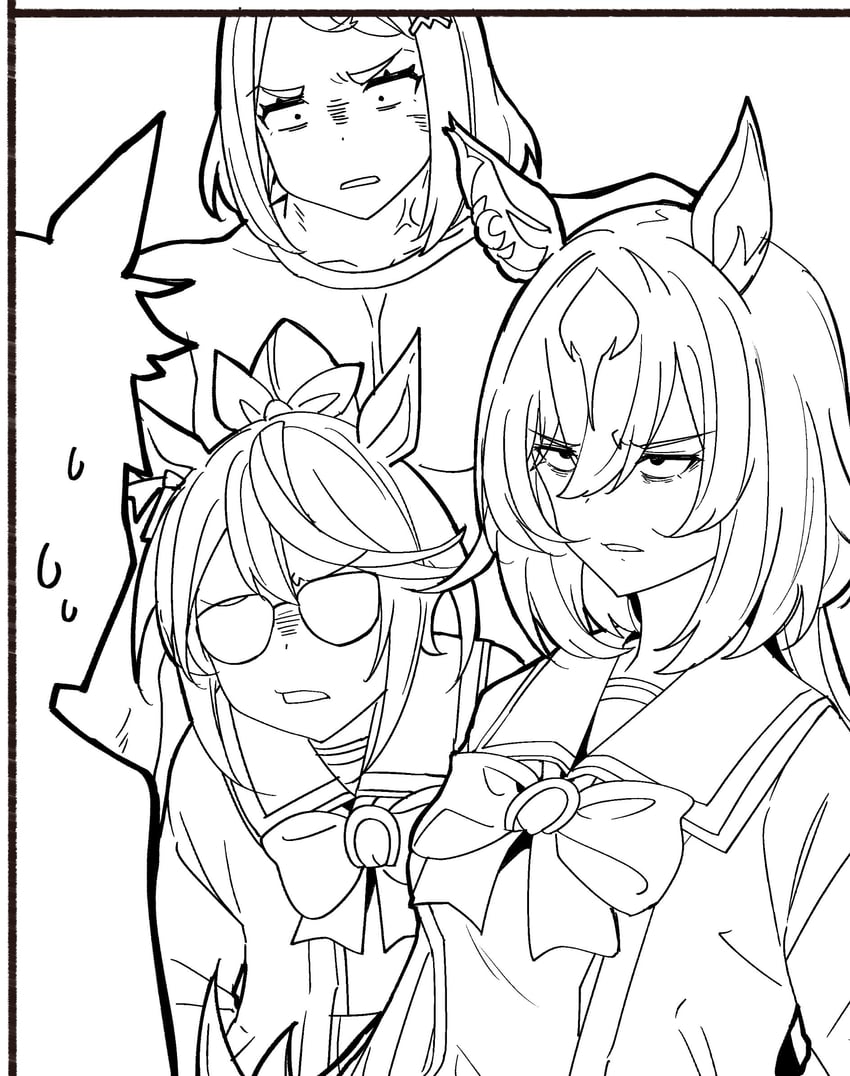 tokai teio, sirius symboli, and tsurumaru tsuyoshi (umamusume and 1 more) drawn by ido_(teketeke)