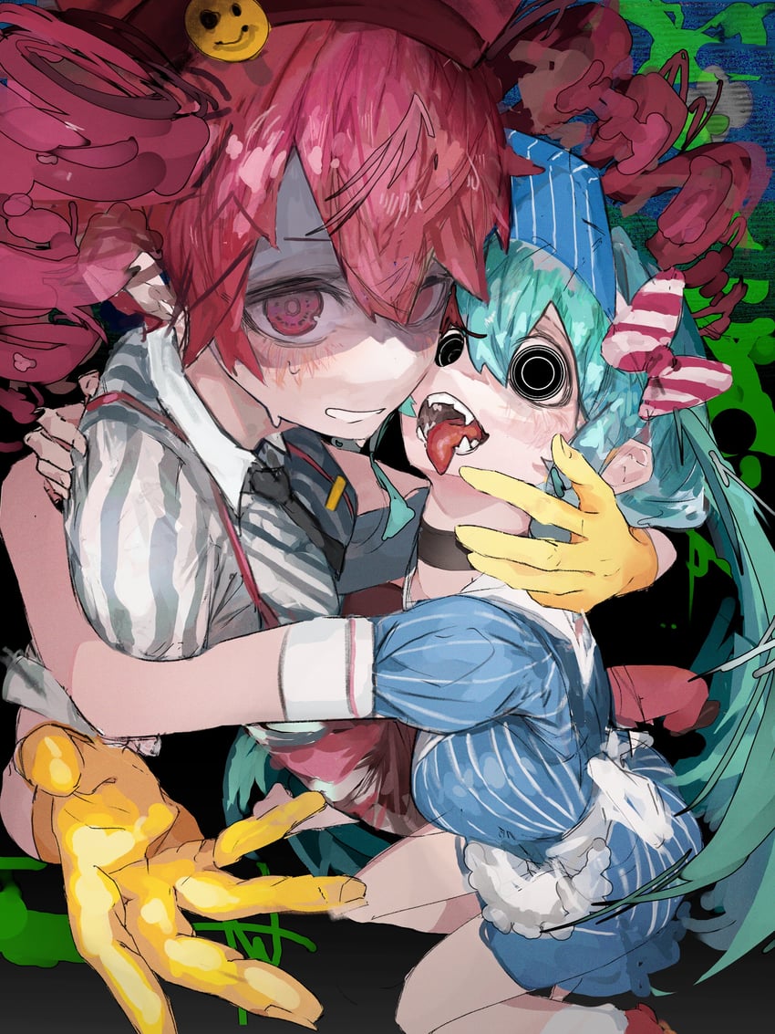 hatsune miku and kasane teto (vocaloid and 2 more) drawn by gaku