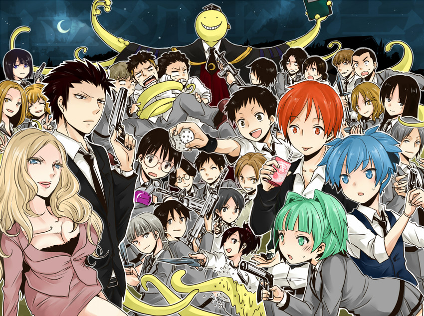 shiota nagisa, akabane karma, koro-sensei, kayano kaede, irina jelavic, and 24 more (ansatsu kyoushitsu) drawn by haguuu