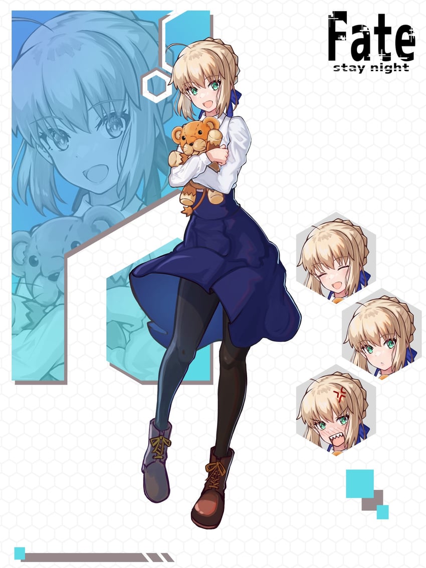 artoria pendragon and saber (fate and 1 more) drawn by kore_(kore)