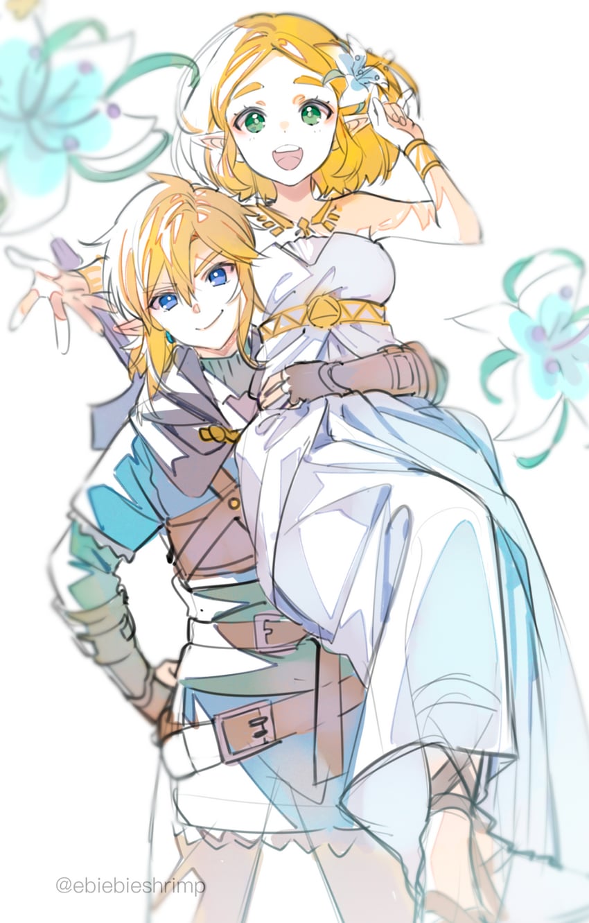 link and princess zelda (the legend of zelda and 1 more) drawn by shuri_(84k)