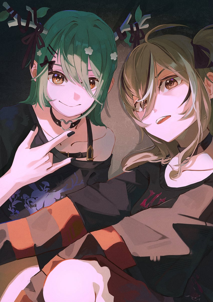nanashi mumei and ceres fauna (hololive and 1 more) drawn by pomesthetic_art