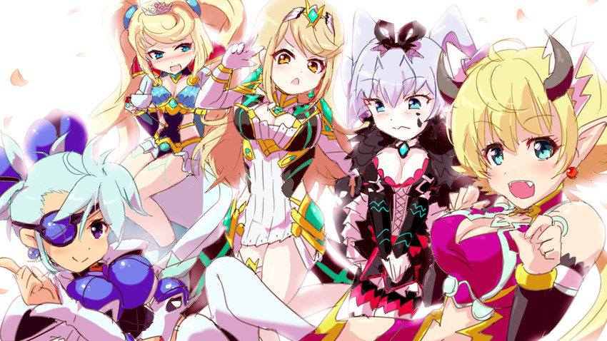 mythra, praxis, sheba, kora, and vale (xenoblade chronicles and 1 more) drawn by tavn