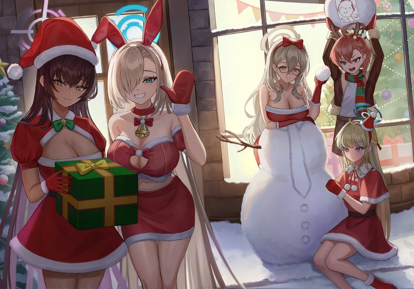 sensei, doodle sensei, asuna, toki, karin, and 2 more (blue archive) drawn by kama_(kama_ovo)
