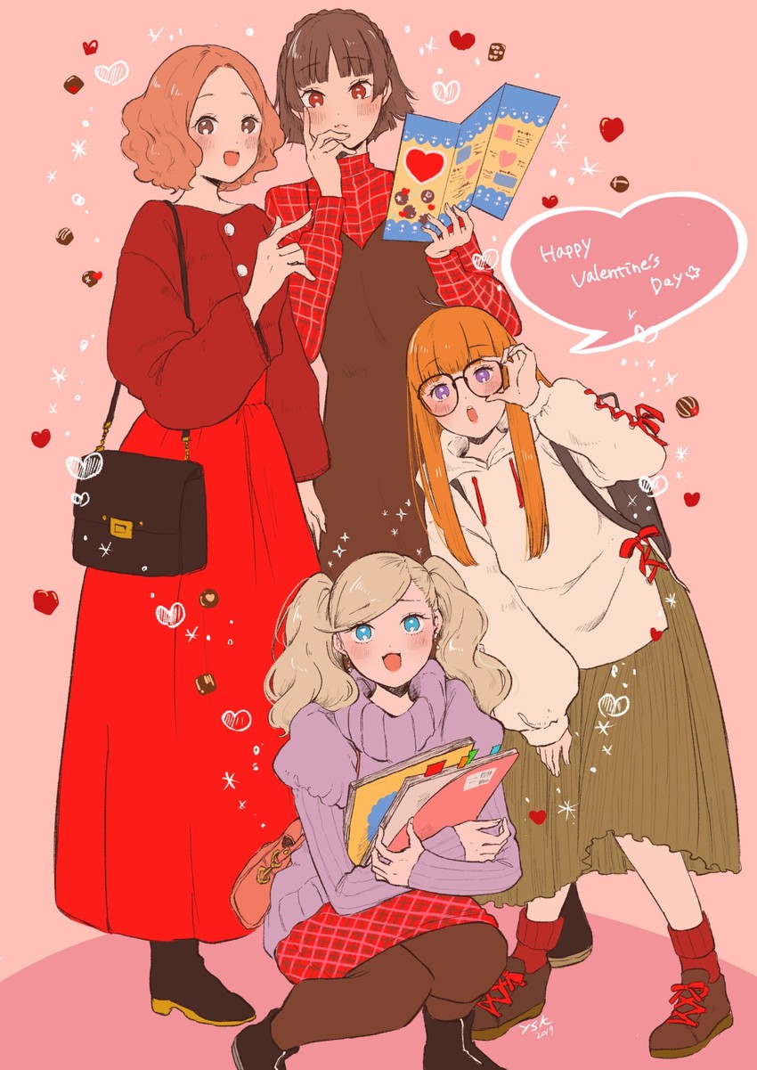 takamaki anne, sakura futaba, niijima makoto, and okumura haru (persona and 1 more) drawn by yasuu!