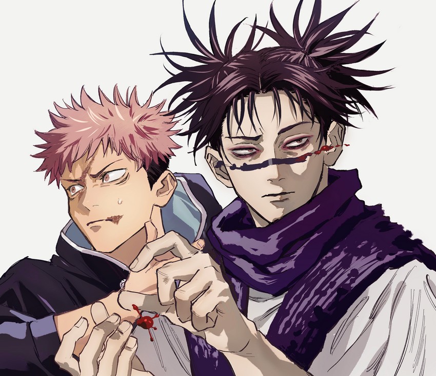 itadori yuuji and choso (jujutsu kaisen) drawn by hk_(i2r)
