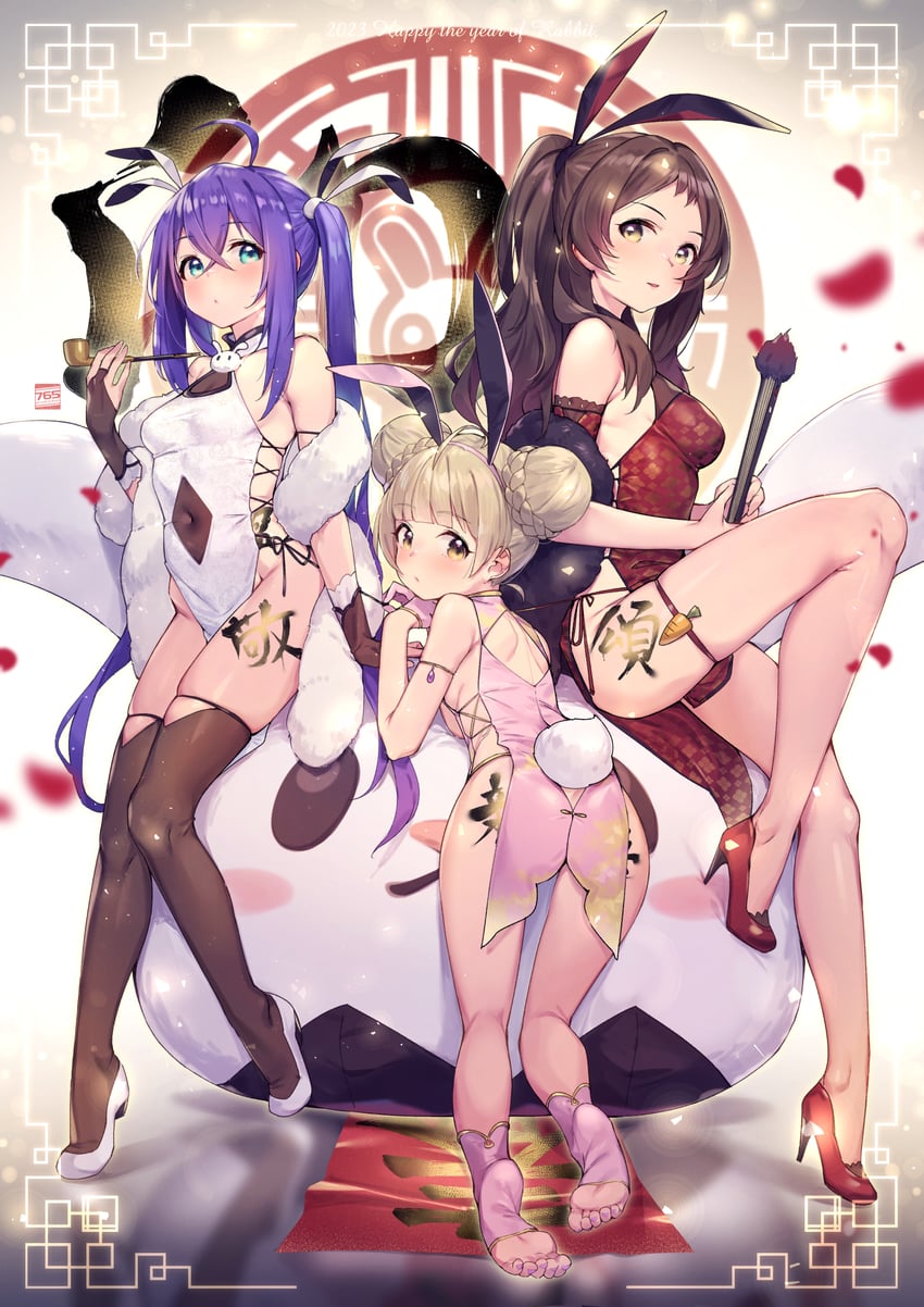 kitazawa shiho, mochizuki anna, and hakozaki serika (idolmaster and 1 more) drawn by shennai_misha