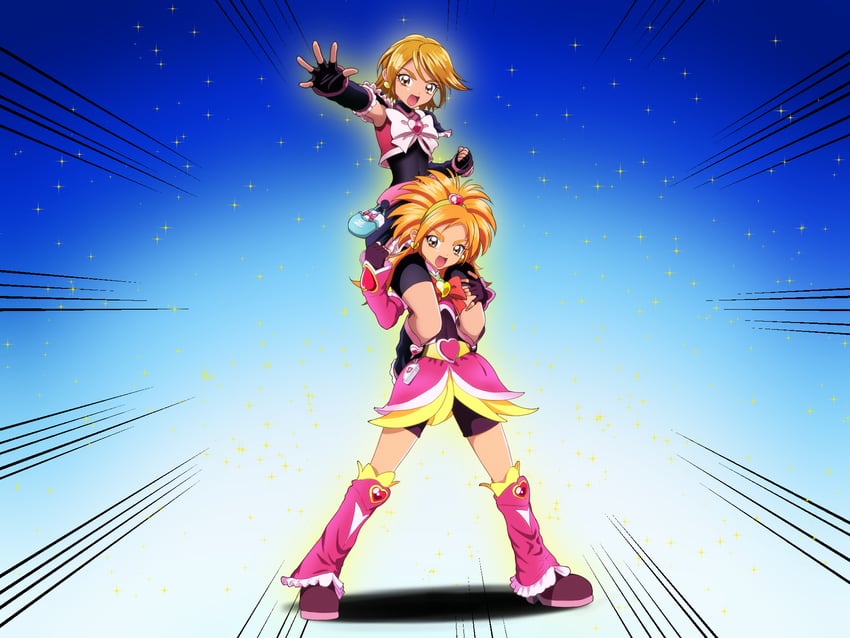 misumi nagisa, cure black, hyuuga saki, and cure bloom (precure and 3 more) drawn by on_kazu