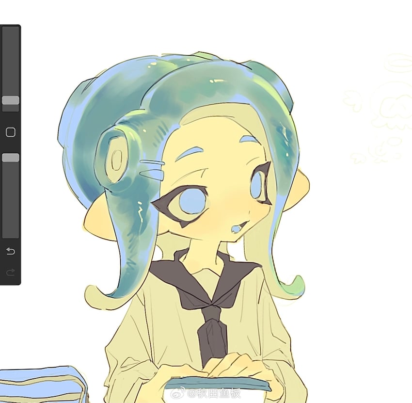 octoling player character and octoling girl (splatoon) drawn by aoi_(cariiiie)