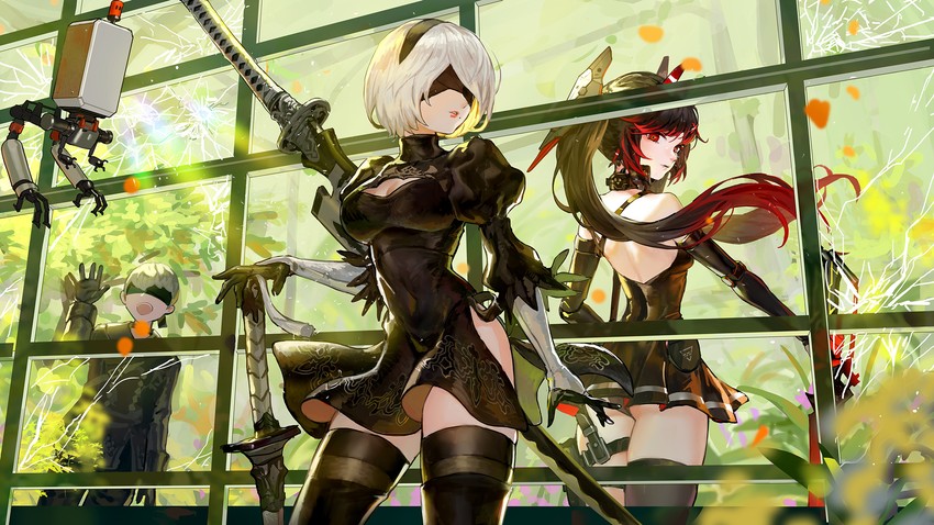 2b, 9s, pod, lucia, lucia: dawn, and 1 more (nier and 2 more) drawn by canking