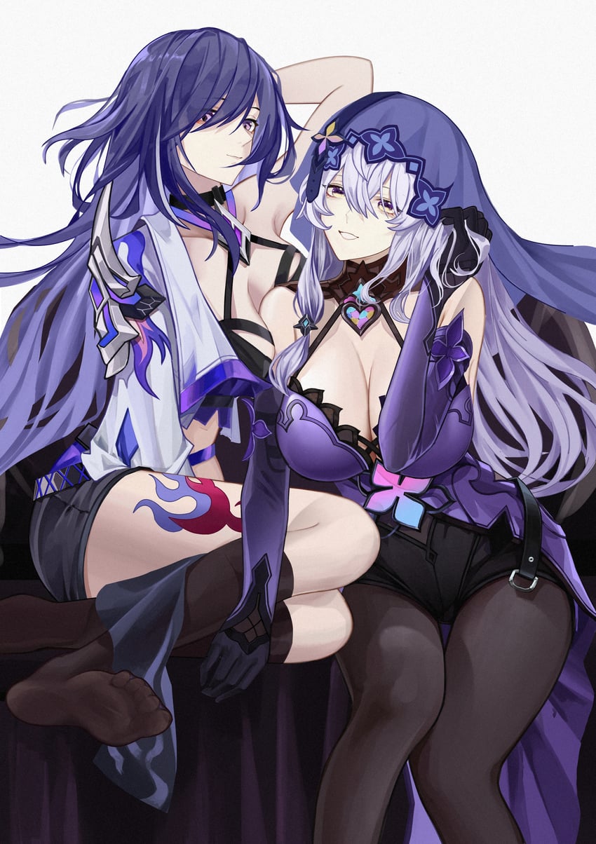 acheron and black swan (honkai and 1 more) drawn by qixiling