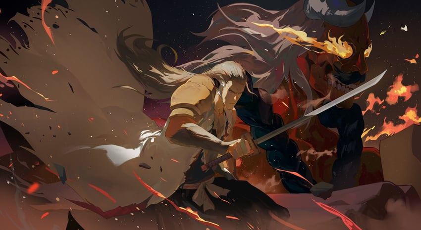 komamura sajin (bleach and 1 more) drawn by zzz_zhi_he