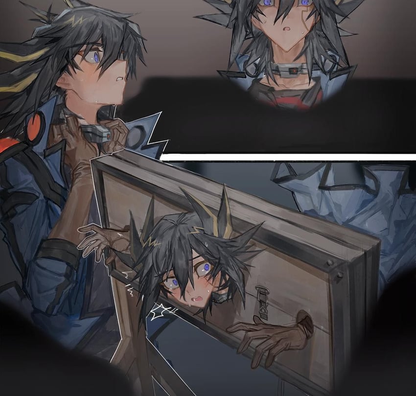 fudo yusei (yu-gi-oh! and 1 more) drawn by momentcorefly