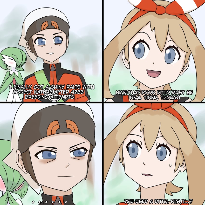gardevoir, may, and brendan (pokemon and 1 more) drawn by canned_juan