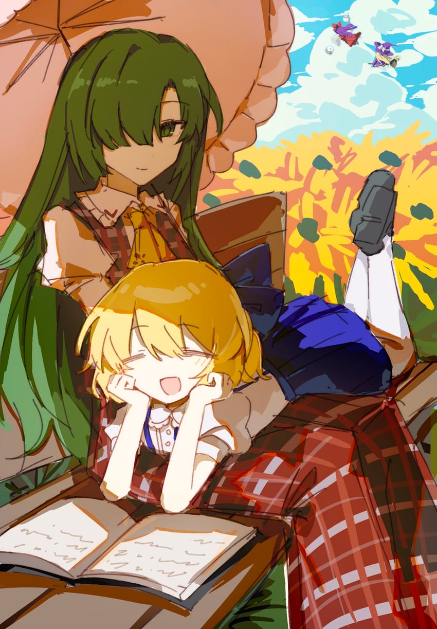 hakurei reimu, kirisame marisa, alice margatroid, and kazami yuuka (touhou) drawn by wusem0108