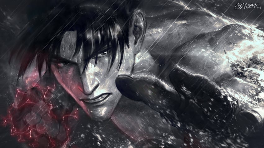 kazama jin (tekken and 1 more) drawn by isdx00