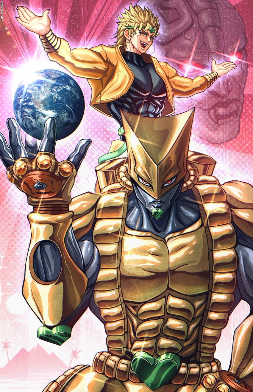 dio brando and the world (jojo no kimyou na bouken and 1 more) drawn by noriakis_art