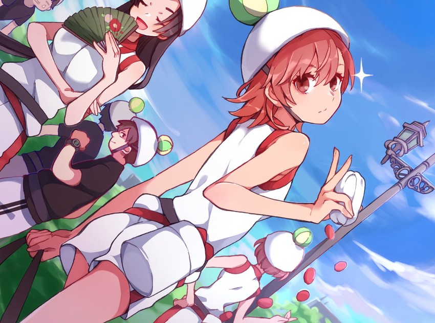 misaka imouto, kongou mitsuko, misaka imouto 10032, baba yoshio, and kirifu megumi (toaru majutsu no index and 2 more) drawn by nanaheibei_3