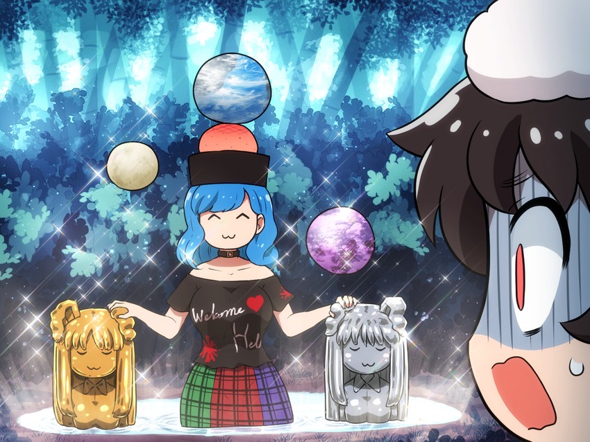 reisen udongein inaba, inaba tewi, and hecatia lapislazuli (touhou and 1 more) drawn by shirosato