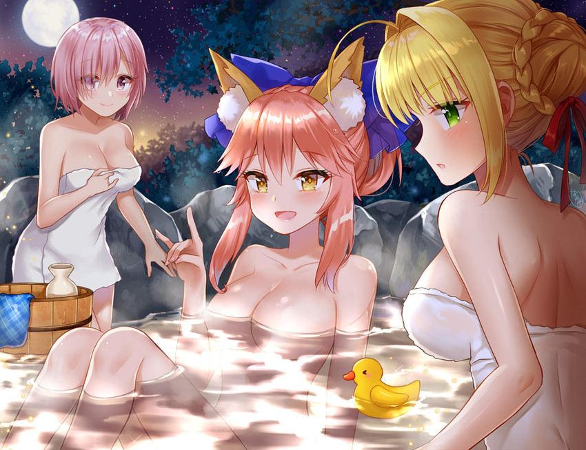 mash kyrielight, tamamo, nero claudius, and tamamo no mae (fate and 3 more) drawn by naomi_(fantasia)