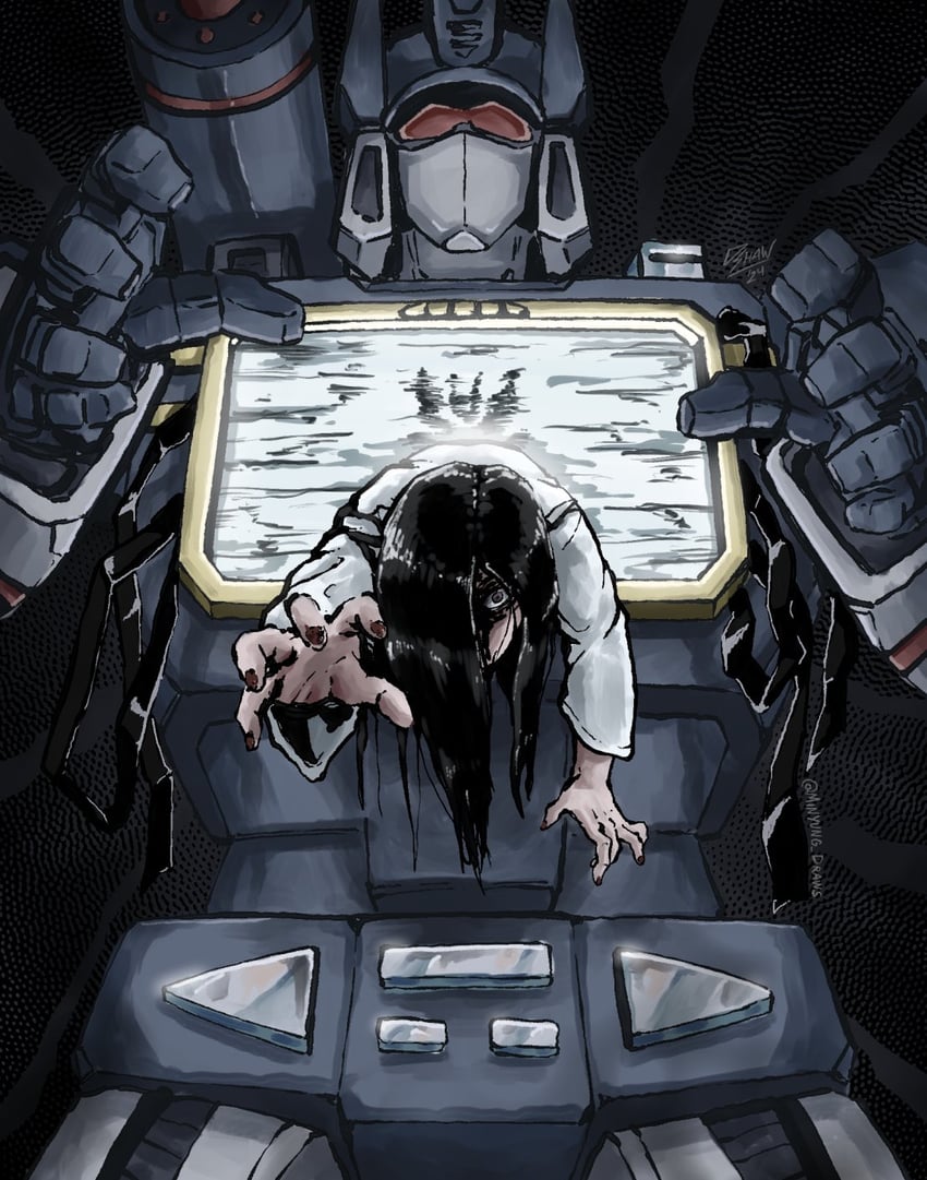 yamamura sadako and soundwave (transformers and 2 more) drawn by minyung