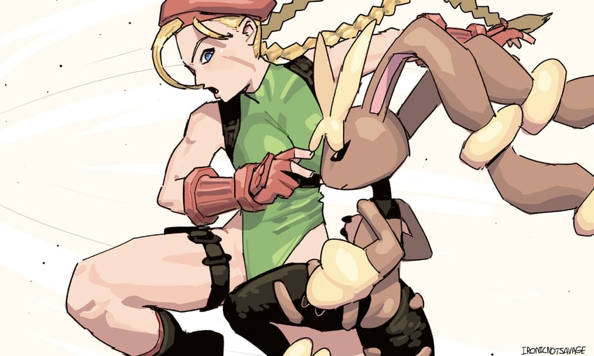 cammy white, lopunny, and mega lopunny (pokemon and 2 more) drawn by ironicnotsavage