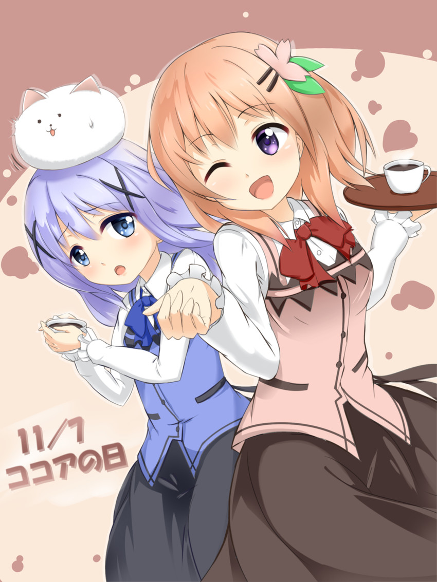 kafuu chino, hoto cocoa, and tippy (gochuumon wa usagi desu ka?) drawn by fujieiji