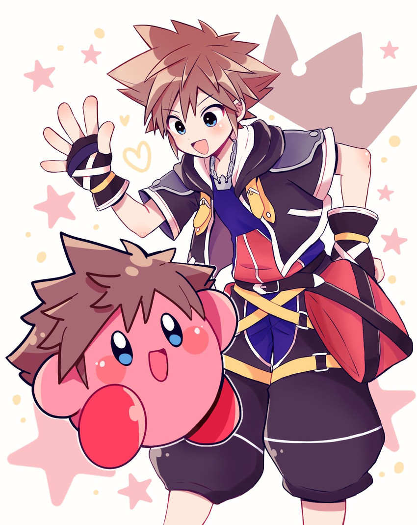 kirby and sora (kirby and 3 more) drawn by yataba