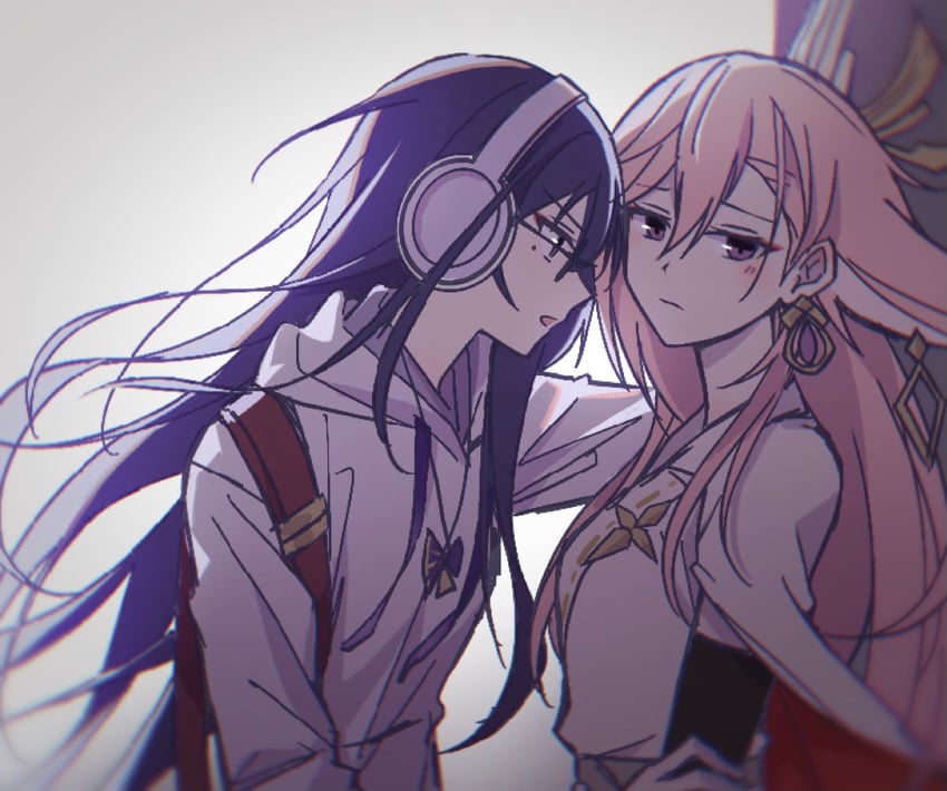 raiden shogun and yae miko (genshin impact) drawn by lvguanyouhu